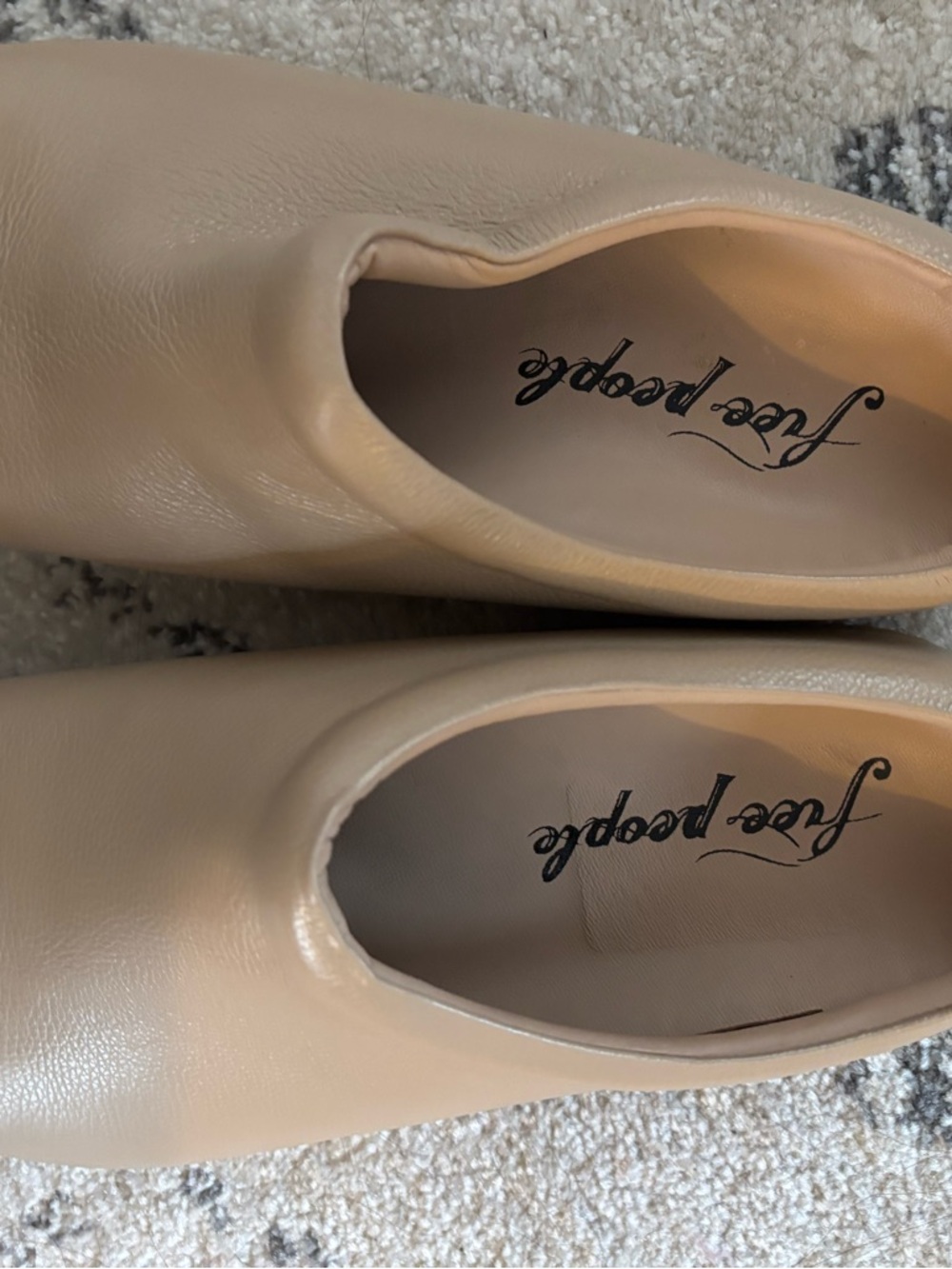 Free People Nude/Taupe Leather Slip-On Clogs